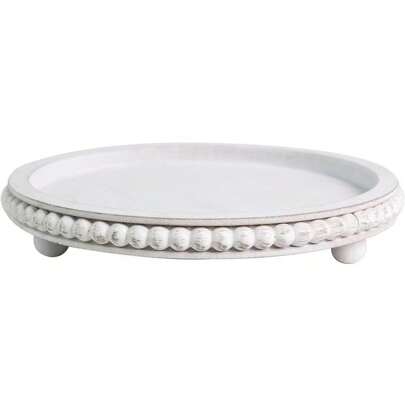 1 Peça Bandeja Redonda de 12 Polegadas, Adequada para Decoração Doméstica - Bandeja de Contas de Madeira - Decoração para Sala de Estar, Mesa de Centro, Cozinha, Mesa de Jantar ou Bandeja de Servir Estilo Fazenda para Organizador de Armazenamento de Mulheres, Essenciais de Viagem, Volta às Aulas, Armazenamento de Dormitório, Decoração de Outono