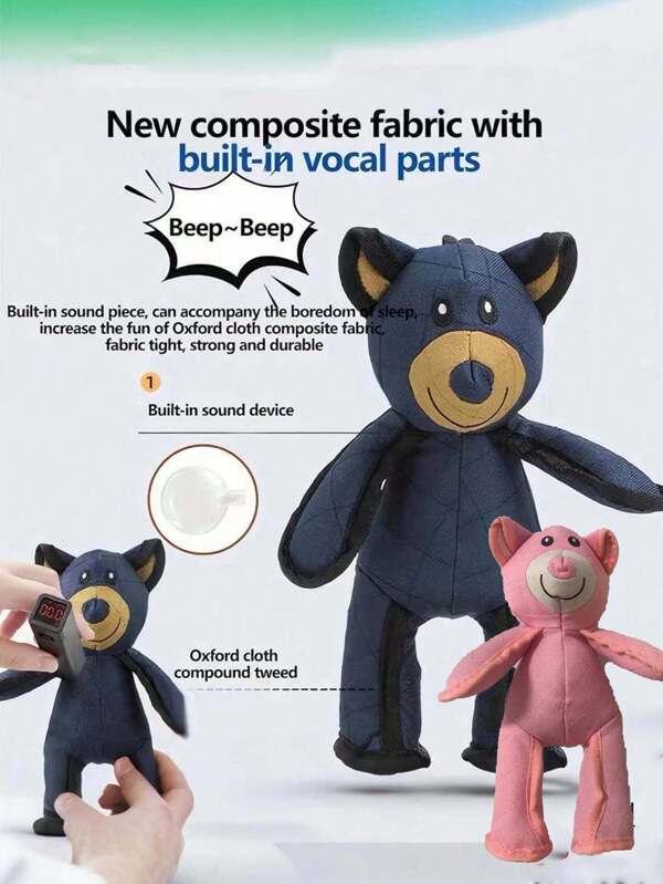 Bite Resistant Oxford Bear Toy For Dog Squeaker Teddy Bear Dog Toys Aggressive Chewers Indestructible Stuffed Plush Dog Squeaky Toys Keep Them Busy For All Dogs Breeds Interactive Anti Boredom Dog Toys Pet Sound Toys Cat Necessities Dog Accessories