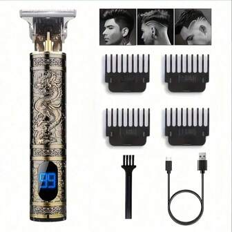 Blade Trimmer With LCD Display - Cordless Beard Trimmer For Haircut & Grooming - Rechargeable & Portable