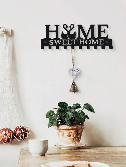 1pc Wall-Mounted Swan Decor Key Holder Rack, Front Door Metal Hook, Key & Ornament Iron Hooks, Suitable For Kitchen, Pantry Wall Storage