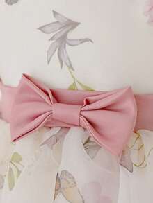 一件女婴蝴蝶印花薄纱连衣裙，宽肩带，适合一周岁生日派对、花童、婚礼等场合，不含头饰 - 彩色 - 查看 8