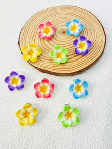 10 piezas Pinzas para el cabello con flores hawaianas en miniatura para mujeres, clips de flores de plumeria e hibisco artificiales para vacaciones, fiestas en la playa, estilo bohemio, set de pasadores de tela de unicolor elegante, accesorios para el cabello con flores de hibisco para mujeres, pinzas de garra, pasadores de cabello