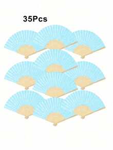 Bộ 1-40 quạt giấy gấp, quạt tre cầm tay tự làm kiểu Trung Quốc, quà tặng khách dự đám cưới, trang trí tiệc sinh nhật, quà Giáng sinh, quà Ngày lễ tình nhân, quà Năm mới, trang trí nhà cửa, quạt cầm tay gấp gọn, quạt cưới cá nhân hóa, trang trí tiệc, quà tặng trang trí nhà cửa thủ công mỹ nghệ - Màu xanh nhạt - Xem 17
