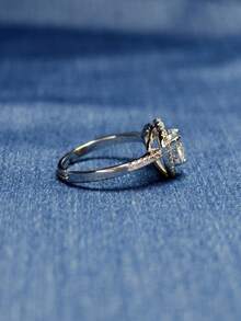 1 Carat D Color VVS Clarity GRA Certified Classic Elegant Luxury S925 Silver Plated Platinum Heart Shaped Moissanite Open Ring, 1 Carat High Quality Moissanite Center Stone - Moissanite Ring - View 4