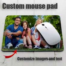Mouse pad de neoprene personalizado com foto e texto impresso, redondo/coração/retangular, acessórios para mesa de computador de escritório e jogos