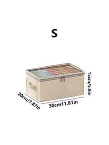1pc Dustproof Cotton And Linen Clothes Storage Box With Cover, Thickened Washable Clothes Storage Box, Dormitory Wardrobe, Pants Storage Basket - Multicolor - View 12