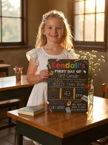 Letrero personalizado del primer día de clases Nombre personalizado Accesorios para fotos Pizarra reutilizable estilo pizarra para recuerdo de la primera clase de niñas Plantilla de relleno colorida para fotografía del hito escolar Preescolar, Jardín de infantes, Escuela primaria, Sesión de fotos del primer día de clases, Letrero de pizarra, Letrero de vuelta a clases - Multicolor - Ver 6