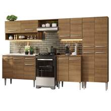 Cocina Integral Completa Modular Madesa Emilly 293cm Con Tarja Color Marrón 09 - Marrón - Ver 3