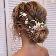 1 Stück/5 Stücke Schneeflocke Vintage Palast Stil Glashaar Stick Dekoration, universelle 6-zackige Stern Braut Haarschmuck