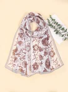 1 Peça Lenço Leve de Chiffon Estampado Feminino, Xale, Lenço de Seda, Lenço de Proteção Solar, Adequado para Uso Diário, Primavera/Verão