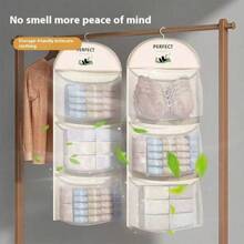 1 pièce Étagère de rangement suspendue en tissu - Organisateur mural en tissu léger pour sous-vêtements et chaussettes, sac de rangement suspendu pour armoire, rangement derrière la porte, filet de rangement pour ranger les petits objets - Comprend des crochets, économise l'espace de la porte/armoire, rangement des vêtements, organisateur de placard, organisateur de cuisine