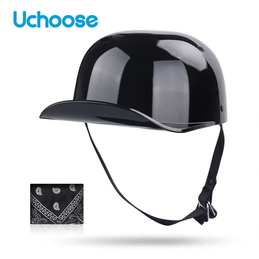 Adult Open Face Summer Retro Motorcycle Vintage Half Helmet Baseball Cap Helmets Children Riding Motocross Men Women - Bright Black - View 1