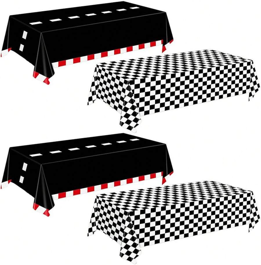 4-Pack Racing Car Tablecloths For Birthday Party Decorations, 54x108 Inch - Race Car - View 1