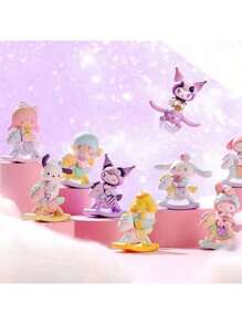 Sanrio 1 set de boîtes mystères, personnages à motifs aléatoires, collection de statuettes Sanrio Black Beauty, personnages 3D unicornes à tonalités claires et sombres, parfait pour la décoration de bureau et les cadeaux, idéal pour les anniversaires et les fêtes, cadeaux licornes