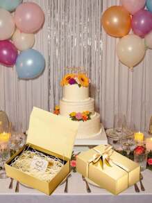 1 套金色、白色、黑色可折叠磁性礼品盒，带盖、丝带、拉菲草 50 克，适用于婚礼、求婚、生日、圣诞节、周年纪念、万圣节、节日礼品包装