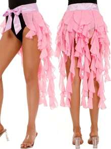 1 Piece Women's Belly Dance Hip Scarf Belt Skirt With Lace-Up Tassel Hem Wave Skirt - Multicolor - View 1