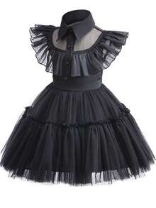 Children's Puff Skirt Set Includes Socks, Bag, Carnival/Black Party Evening Dress, Dreamy Princess Costume - Black - View 3