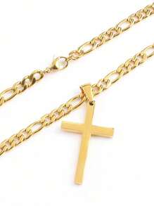 1 件不锈钢男士十字架项链，不锈钢银/金十字架吊坠项链，简约珠宝礼物 - 項鍊 - 查看 6
