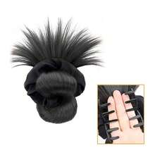 Synthetic Hair Bun Headband Claw Clip In Chignon Hairpieces For Women Fluffy Hair Flower Hair Elastic Band Hair Accessories Black Brown - Multicolor - View 12
