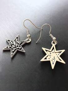 一对复古五角星耳环，圣诞节