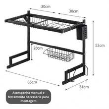 Dish Drainer Dishes Organizer Hanging Sink 65cm - 黑色 - 查看 8
