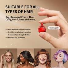 Hair Vitamin Serum Capsule For Frizzy & Dry Hair, Hair Treatment Oil No Rinse With Vitamins A C E Pro B5, Moroccan Macadamia Avocado Oil, Repair Damaged Hair, Hair Moisturizing, Smooth & Shiny - 紅色 - 查看 5