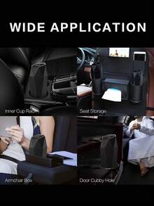 6件/5件/4件/2件/1件組，附蓋車用垃圾桶，車用杯架垃圾桶，迷你必備車內配件，防漏垃圾桶，多功能收納整理盒，適用於汽車、居家、廚房、辦公室。選項：（6件組含2個垃圾桶+4捲垃圾袋，5件組含1個垃圾桶+4捲垃圾袋，4件組含2個垃圾桶+2捲垃圾袋，2件組含2個垃圾桶，1個垃圾桶，僅4捲垃圾袋） - 黑色 - 查看 5