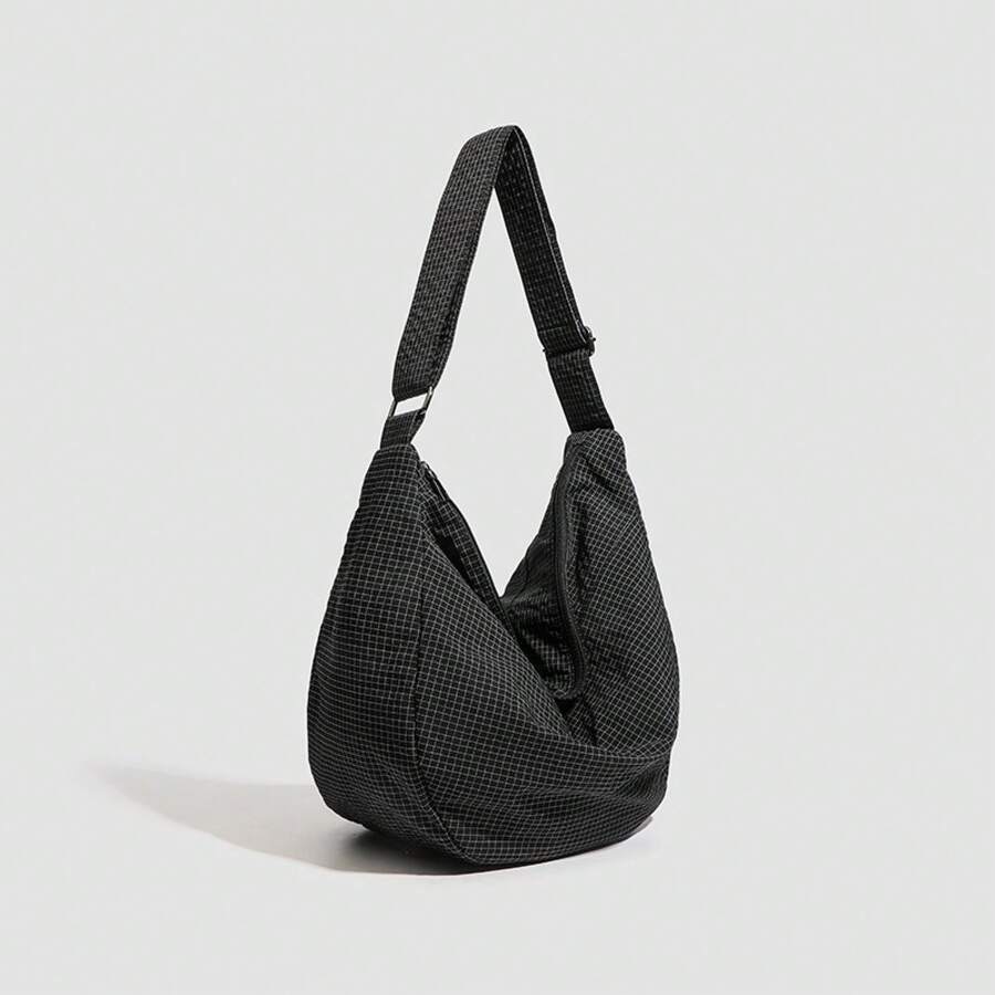 Bolso de lona para mujer, bolso de hombro, gran capacidad, bolso de mano, negro - Negro - Ver 1