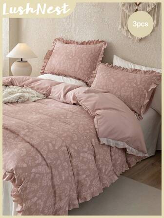 3 件套花卉波西米亚风格床上用品套装（1 件羽绒被套 + 2 件枕套，无填充物），柔软亲肤，轻盈，适合卧室，四季皆宜，馈赠佳品