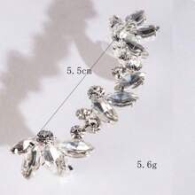 طقم أقراط أذن أيسر بلون فضي مرصع بالراين ستون وأقراط مشبك، مجوهرات لامعة مناسبة للحفلات