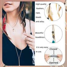 Pasadores de pelo bohemios de colores naturales, extensiones vintage de 13 pulgadas para decoración, tema de fiesta y accesorios para el Día de San Valentín HRYY - Marrón+Negro - Ver 6