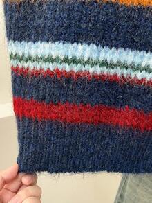 Alicedudu Women's Colorful Striped Design Crew Neck Pullover Vest, Autumn/Winter