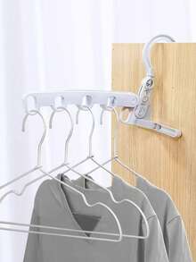 1 Pc Foldable Magic Clothes Drying Rack With Five Holes Multifunctional Portable Travel Clothes Hanger With Hooks - White - View 2