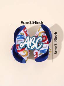 2 件装开学季女孩蝴蝶结发夹，海军蓝罗缎丝带鳄鱼夹，字母印花发夹，甜美女孩小辫蝴蝶结发饰，开学第一天校服头饰，课堂学生青少年发饰 - 彩色 - 查看 7