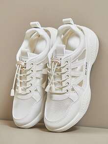 女士休闲运动鞋、平底运动鞋、运动鞋、公路跑鞋、运动凉鞋 - 米色 - 查看 4