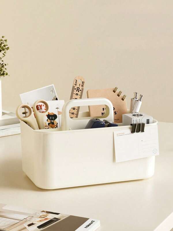 1pc Simple Handheld Storage Box Portable Snack Box Makeup Box Office Desktop Storage Basket Kitchen And Bathroom Hand Basket