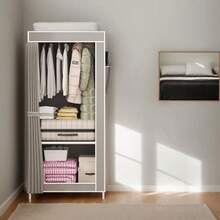 Portable Wardrobe Storage Box | Sturdy Steel Frame, Durable Non-Woven Fabric, Foldable, Multi-Layer Design With Clear Door | Ideal For Small Spaces, Bedrooms, And Apartments, Bedroom Organizer, Closet Organization & Storage Bright Color Wardrobe, Single Person Office Closet, Easy Assembly Modern Wardrobe - Stylish Plastic & Stainless Steel, Perfect For Bedroom Storage And Portable Dressing Room, Portable Closets