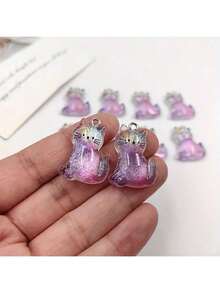 5/10 件可爱卡通猫咪吊坠饰品，适用于 DIY 珠宝制作、耳环、钥匙扣配件和工艺品，平面设计，多种柔和色彩