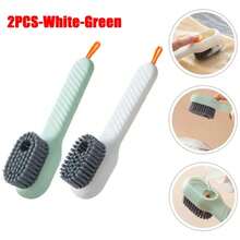 1pc Multi-Function Automatic Spot Shoe Brush Soft Hair Hand Pressure Hanging Hole Suitable For Clothing Carpet Plastic Handles - 白色 - 查看 10