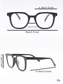 1pc Unisex Classic Versatile Fashion Casual Black Frame Glasses - Transparent White - View 2