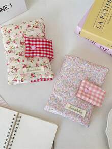 1Pc/Set Cute Floral Patchwork Book Jacket, Girls Hand Account Book Cover, White Collar Hand Account Book Journal, Diary Book Jacket, Portable Student Pocket Book Storage Case,Back To School Gift,Gift For Good Friends And Teachers - Multicolor - View 6