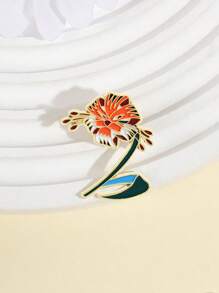 1 件优雅休闲锌合金花卉和小鸟卡通胸针，时尚可爱的花朵装饰，适合所有季节办公室配饰衬衫夹克珠宝圣诞节万圣节 - 彩色 - 查看 1