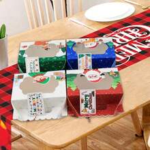 Sacs cadeaux de Noël avec fenêtres et étiquettes, pack de 12 sacs cadeaux en papier de Noël avec 4 designs assortis pour la fête de Noël et les vacances