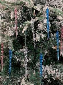 Set 12 buc/24 buc/120 buc ornamente de Crăciun cu țurțuri acrilice, decorațiuni de cristal pentru brad de Crăciun, ornamente acrilice cu fulgi de zăpadă agățate, decorațiuni noi pentru brad de Crăciun, potrivite pentru brad, iarnă, petrecere de Anul Nou, decor pentru casă, decor pentru cameră, decorațiuni de perete decorațiuni de Crăciun