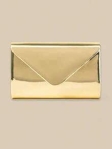 1 件金色金属镜面 PU 女士晚宴包，光滑包身完美融合优雅与时尚，手拿包/手提包/单肩包/斜挎包，适合婚礼/派对/舞会/宴会 - 金色 - 查看 3