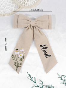 1 件定制花卉蝴蝶结印花名字刺绣涤纶丝带蝴蝶结发夹，适合女孩个性化名字发饰蝴蝶结花朵刺绣蝴蝶结优雅蝴蝶结刺绣发夹，适合日常发饰礼物（返校）