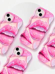 Luminous Textured Wavy Lips Phone Case Compatible With Apple, Honor, Redmi Note, Moto, OPPO Phones