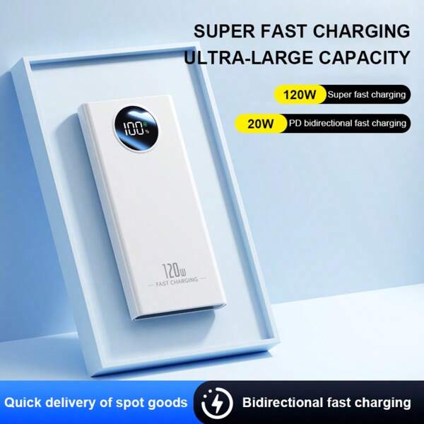 10000mAh, 20000mAh Portable Charger With 120W Fast Charging. It Includes A Digital Display, And The Power Bank Is Suitable For IPhone/Android Smartphones, Which Is Perfect For Outdoor Emergency Power Needs