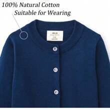Girls' Cardigans Sweater Cotton Button Solid Long Sleeve Knit Sweaters