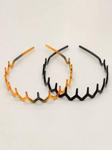 2pcs Women's Simple Basic Wavy Headband, Plastic Hair Hoop, Elegant Design